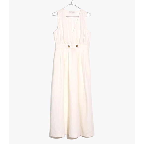 madewell button waist wrap midi dress